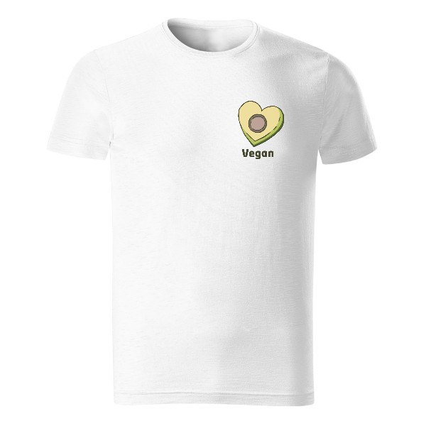 Avokádo, tvar srdce, nápis vegan, pánské tričko Organic slub