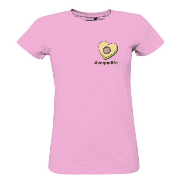 Tričko s potiskem Avokádo, tvar srdce, #veganlife – dámské tričko Bio neutral