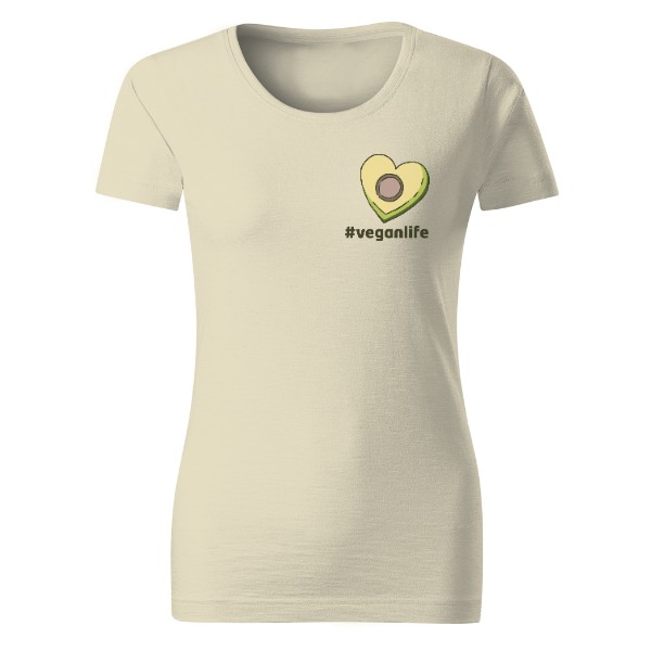 Avokádo, tvar srdce, #veganlife – dámské tričko Organic slub