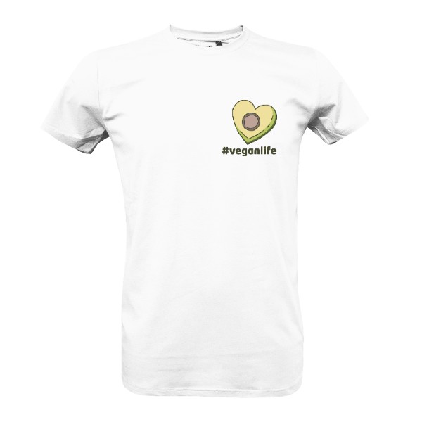 Tričko s potiskem Avokádo, tvar srdce, #veganlife – pánské tričko Bio neutral