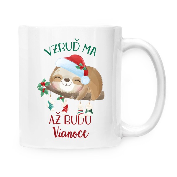 Hrnček malý biely s potlačou Až budú Vánoce