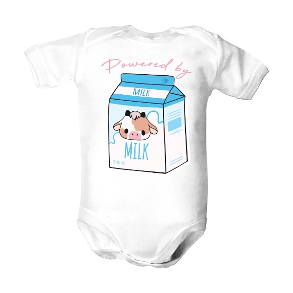 Dětské body Organic s potiskem Baby powered by milk