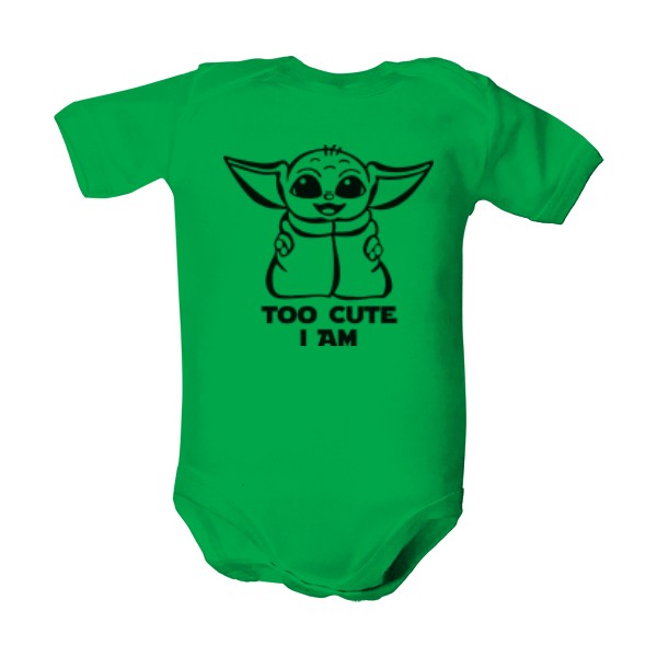 Dětské body Organic s potiskem Baby Yoda, Too cute I am, Mandalorian, Star Wars