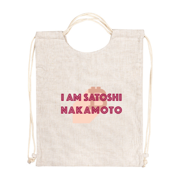 Gymsack - Linen Style s potiskem Backpack I am Satoshi Nakamoto