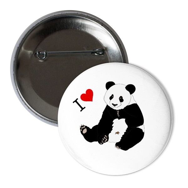 Odznáček  s potiskem Badge I love Panda