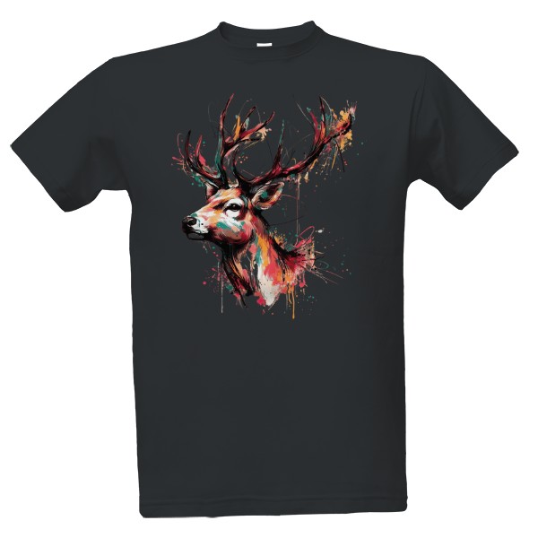 Tričko s potiskem Barevný jelen art