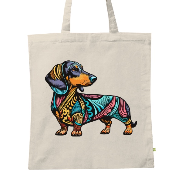 BIO plátěná taška s potiskem Barevný jezevčík
