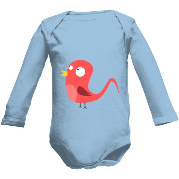 Dětské body Long  s potiskem Barevný zpívající ptáček