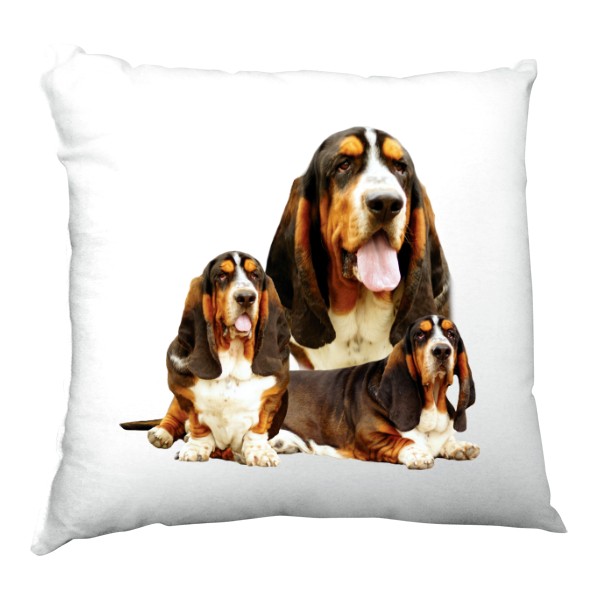 Polštář saténový s potiskem Baset