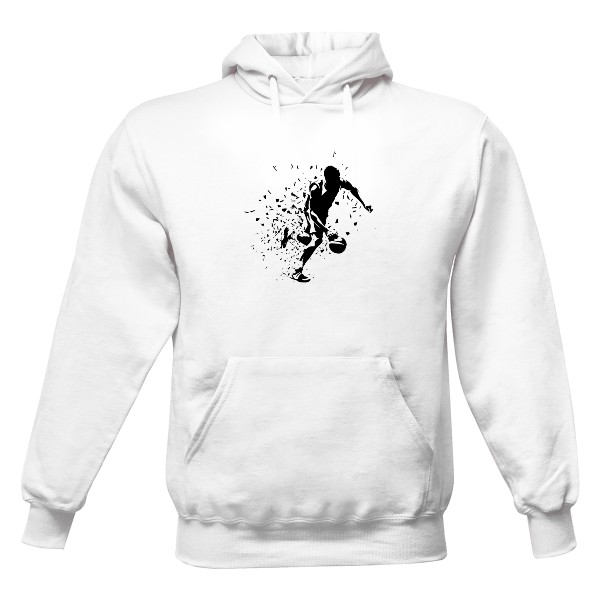Pánská mikina s kapucí s potiskem Basketbal, ilustrace basketbalisty