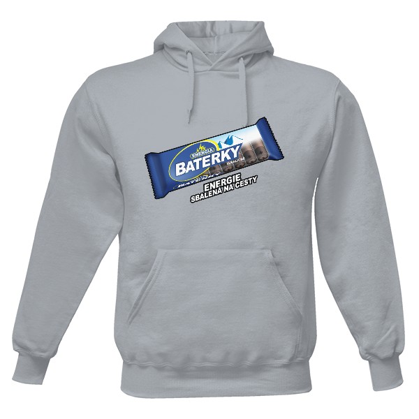 Pánská mikina s kapucí s potiskem Baterky na cesty