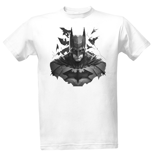 Tričko s potiskem Batman - superhrdina - černobílý 2