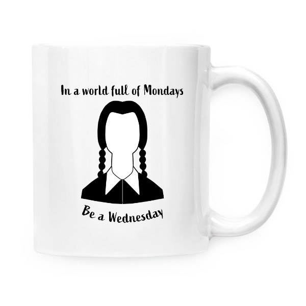 Hrnek malý bílý s potiskem Be a Wednesday