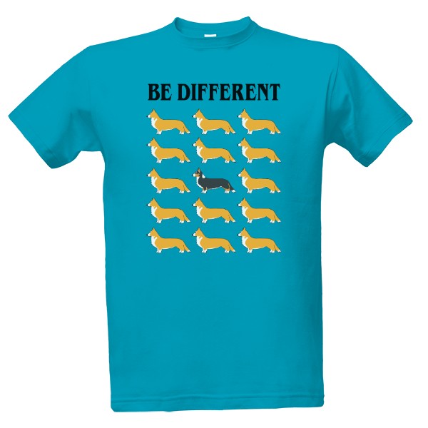 Tričko s potiskem Be different - corgi tricolóra