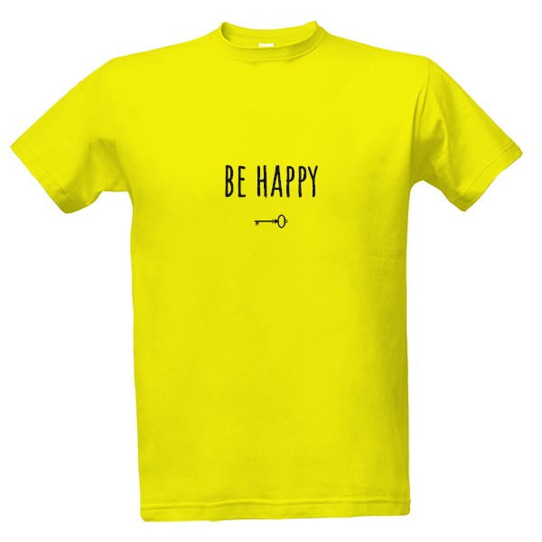 Tričko s potiskem Be happy yellow