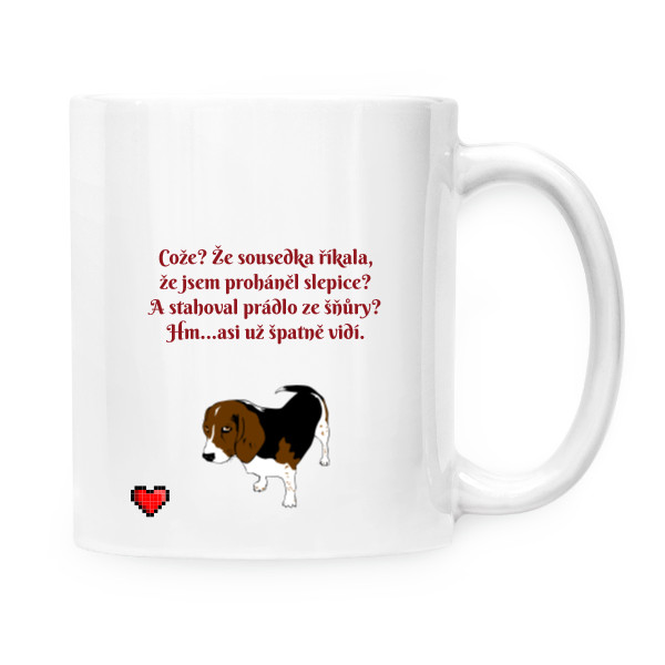 Cup white s potiskem Beagle and hen