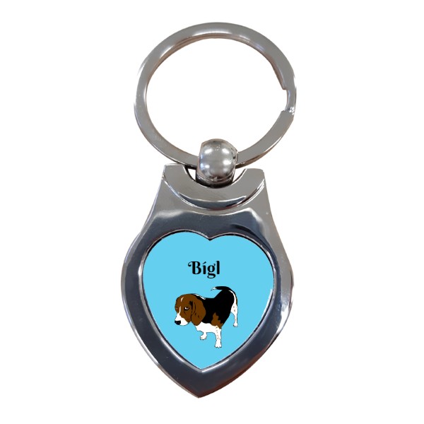 Heart keychain s potiskem Beagle on the road