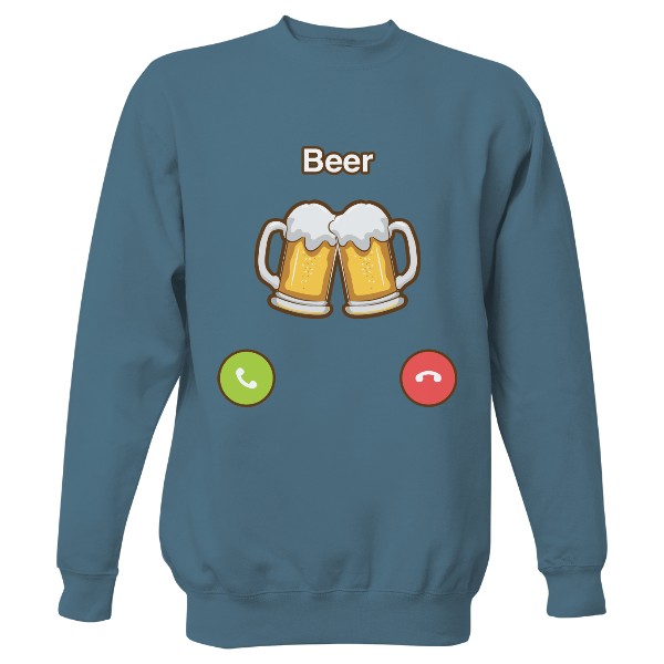Mikina bez kapuce Unisex s potiskem Beer call