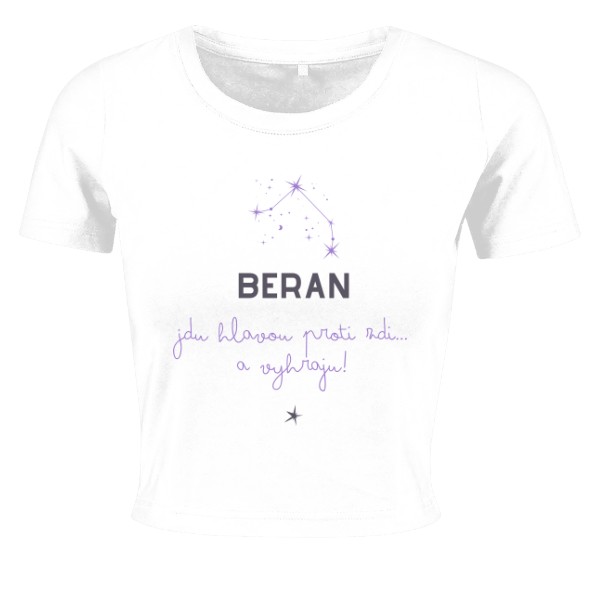 Tričko s potiskem Beran - Jdu hlavou proti zdi a vyhraju