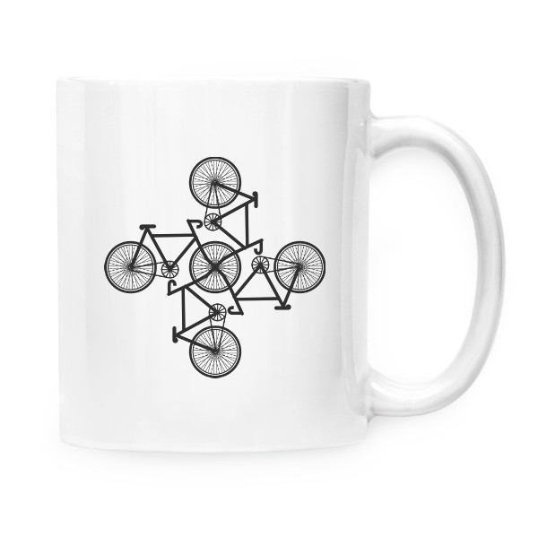 Hrnek malý bílý s potiskem Bicykl
