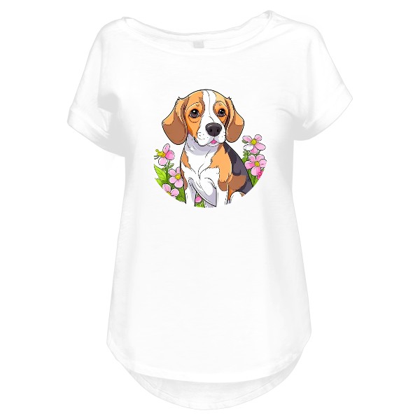 Bígl obklopen růžovými květinami