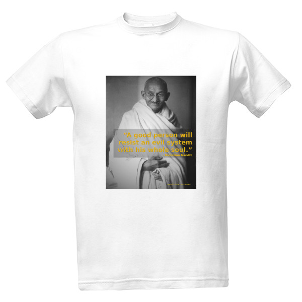 Tričko s potiskem Bílé tričko Mahátma Gándhí soul fight