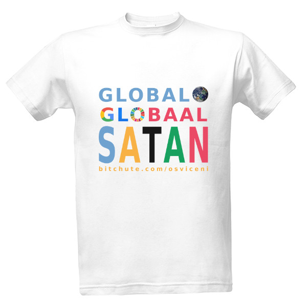 Tričko s potiskem Bílé tričko s potiskem Globaal SATAN