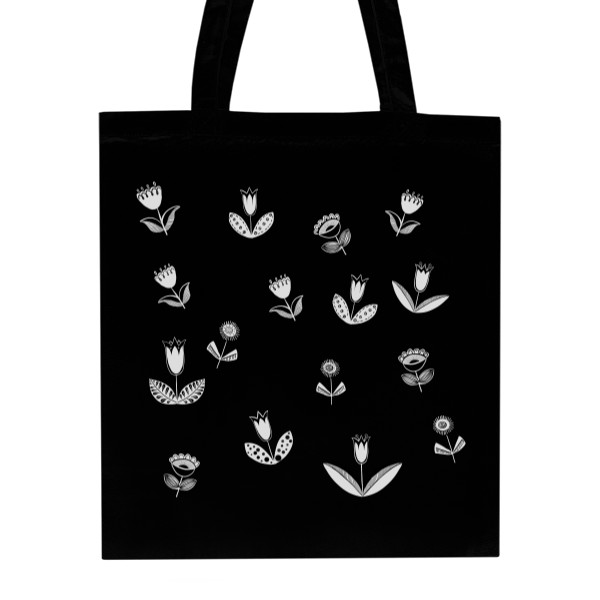Nákupní taška unisex s potiskem Bílo-černé květiny