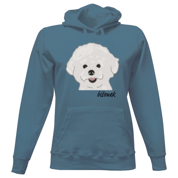 Dámská mikina s kapucí s potiskem bišonek