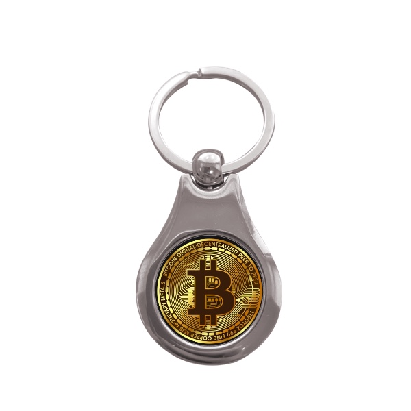 Přívěsek na klíče kolečko s potiskem Bitcoin