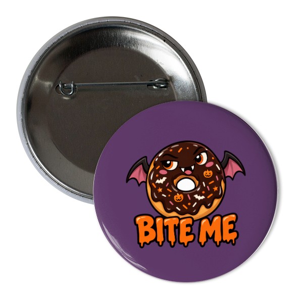 Odznáček s potiskem Bite Me – malý upíří donut