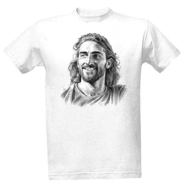 Black and white smiling man T-shirt