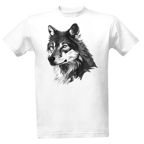 T-shirt Black and white wolf
