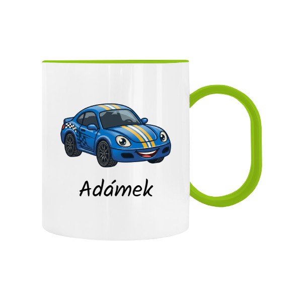 Plastic children's mug Blue Car for Kindergarten