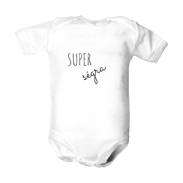Dětské body  s potiskem Body Super ségra White (černý nápis)