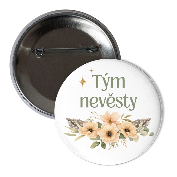Boho tým nevěsty květy a pírka