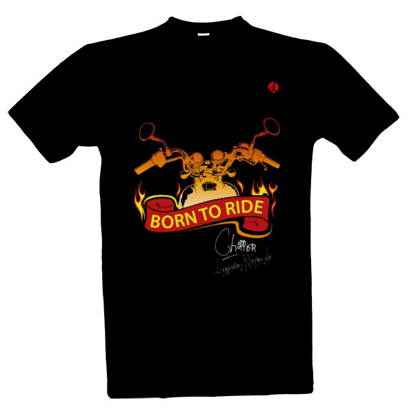 Tričko s potiskem Born to Ride Chopper Motorcycle