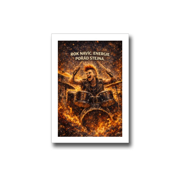 Přáníčko s potiskem bubeník punk