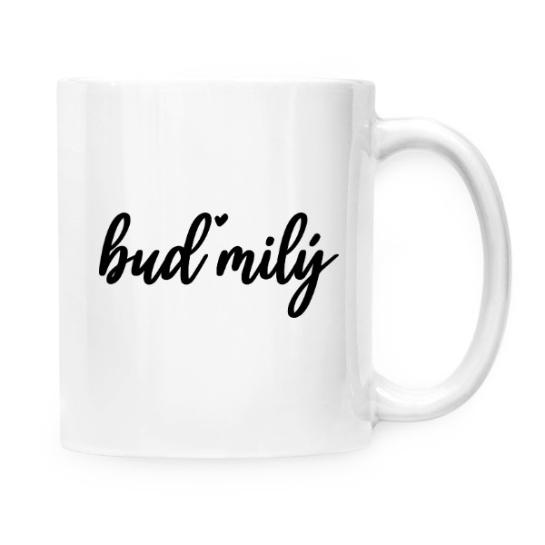 Hrnček malý biely s potlačou Buď milý