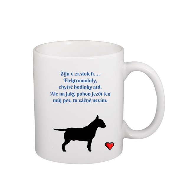 Cup white s potiskem bull terrier and coffee