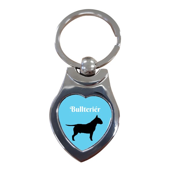 Heart keychain s potiskem Bull terrier on the road