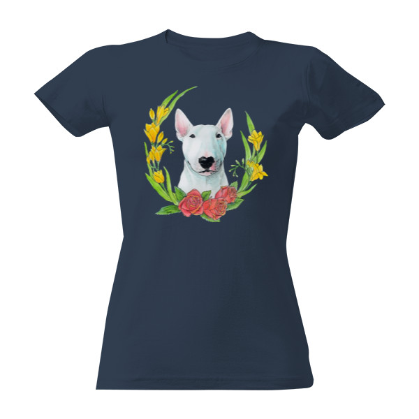 Tričko s potiskem Bulteriér v kytkách