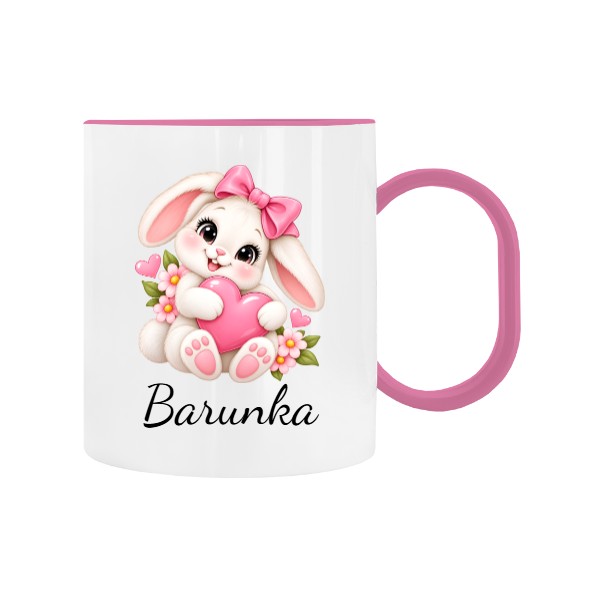 Plastic children's mug Bunny with Heart for Kindergarten with Name