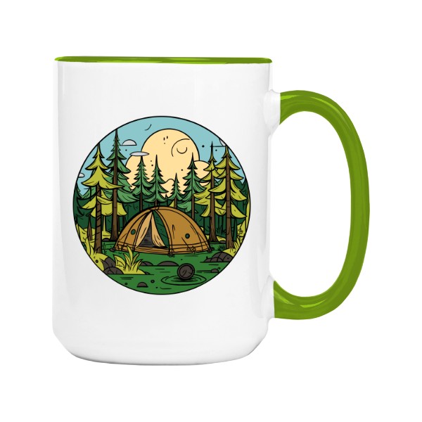 Hrnek velký barevný s potiskem Camp in the Woods