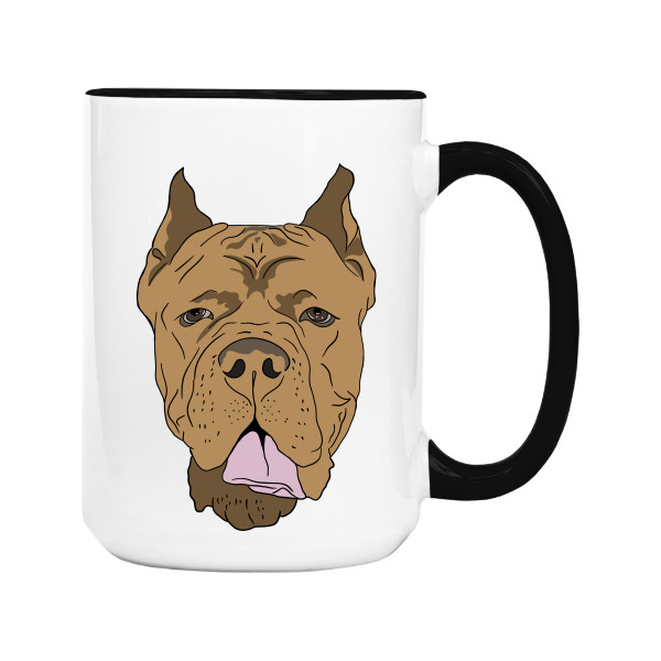 Hrnček veľký farebný s potlačou Cane corso - brown