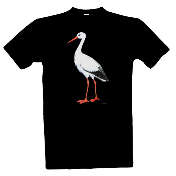 Tričko s potiskem Čáp bílý