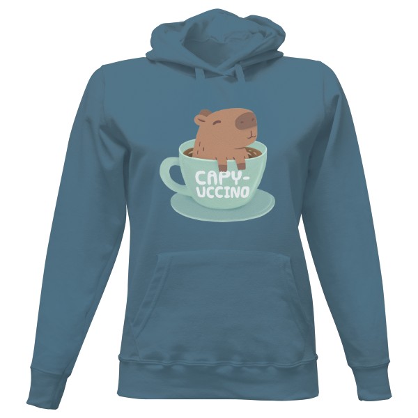 Dámska mikina s kapucňou s potlačou Capyuccino