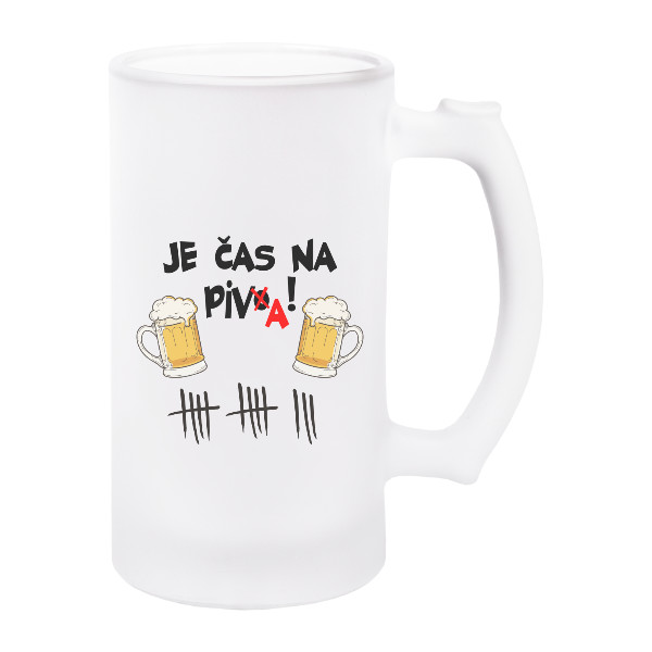 Polliter na pivo - matné sklo s potlačou Je čas na pivo