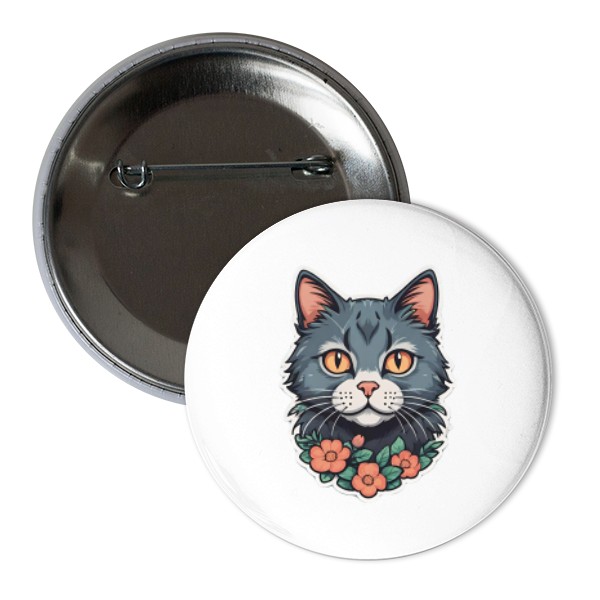 Odznáček  s potiskem Cat flower