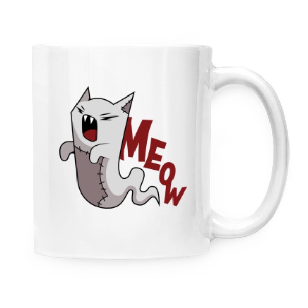 Hrnek malý bílý s potiskem Cat ghost